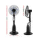Devanti Mist Fan Pedestal Fans Cool Water Spray Timer Remote 5 Blades Black and Silver - Coll Online