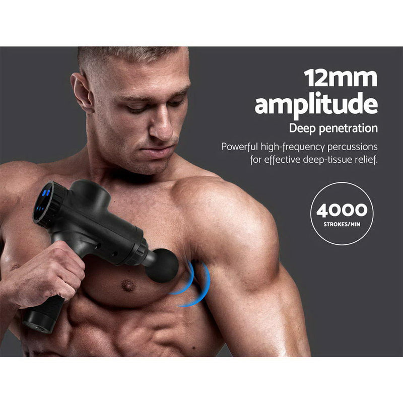 Massage Gun Electric Massager Vibration 6 Heads Muscle Therapy Percussion Tissue - Coll Online