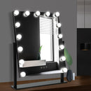 Embellir Makeup Mirror With Light 15 LED Lighted Standing Hollywood Vanity Black - Coll Online