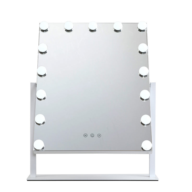 Embellir Makeup Mirror With Lighted 15 LED Standing Lights Hollywood Vanity White - Coll Online