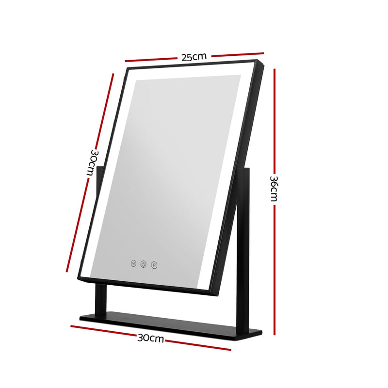 Embellir LED Makeup Mirror Hollywood Standing Mirror Tabletop Vanity Black - Coll Online