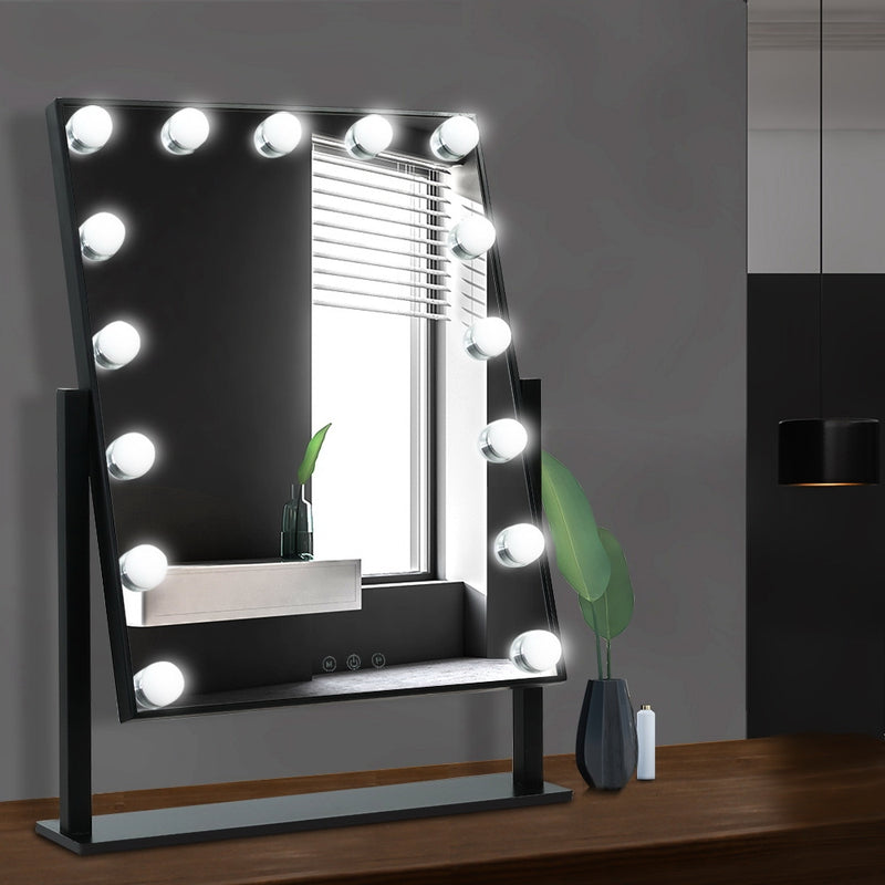 Embellir Hollywood Makeup Mirror Standing Mirror Tabletop Vanity 15 LED Bulbs - Coll Online