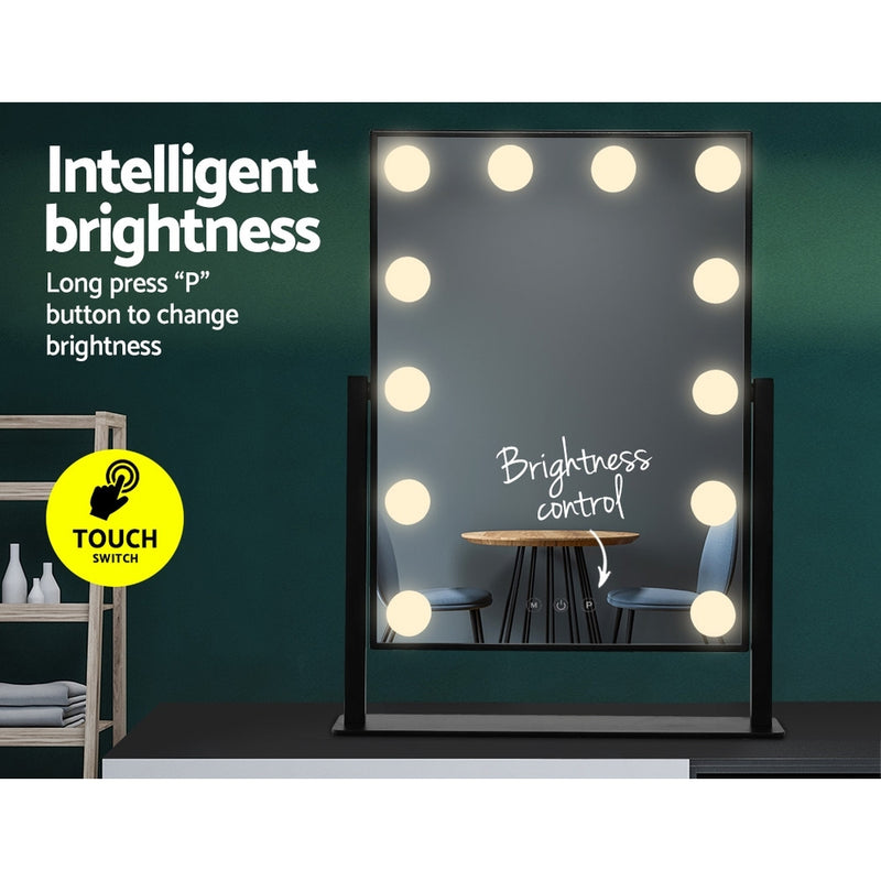 Embellir LED Standing Makeup Mirror - Black - Coll Online