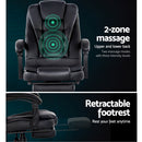 Artiss Electric Massage Office Chairs Recliner Computer Gaming Seat Footrest Black - Coll Online