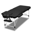 Zenses 70cm Wide Portable Aluminium Massage Table Two Fold Treatment Beauty Therapy Black - Coll Online