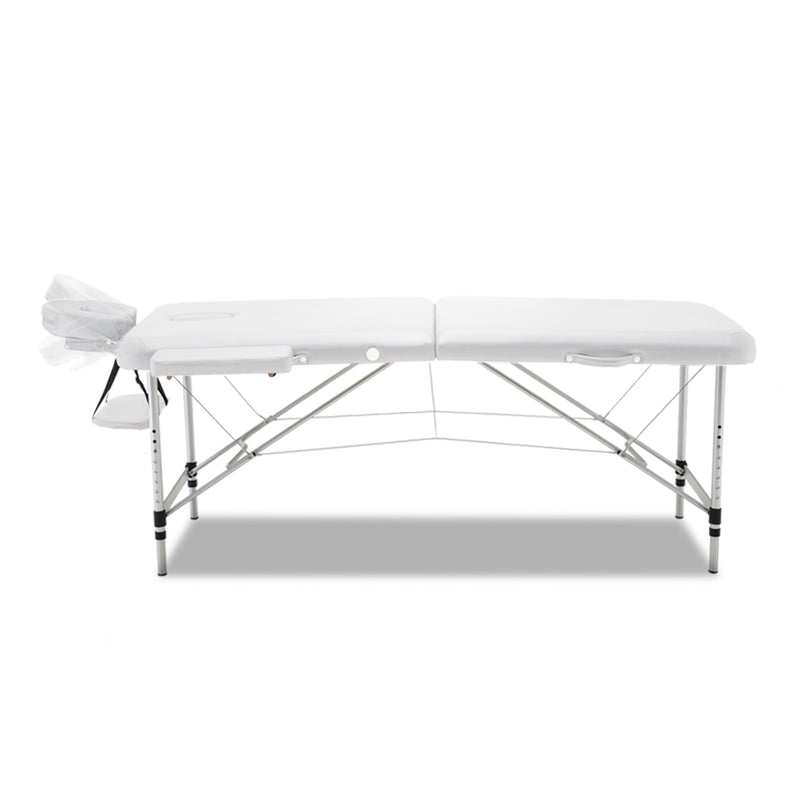 Zenses 75cm Wide Portable Aluminium Massage Table Two Fold Treatment Beauty Therapy White - Coll Online