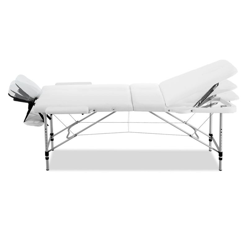 Zenses 3 Fold Portable Aluminium Massage Table - White - Coll Online