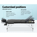 Zenses 70cm Wide Portable Aluminium Massage Table 3 Fold Treatment Beauty Therapy Black - Coll Online