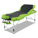 Zenses 3 Fold Portable Aluminium Massage Table - Green & Black - Coll Online