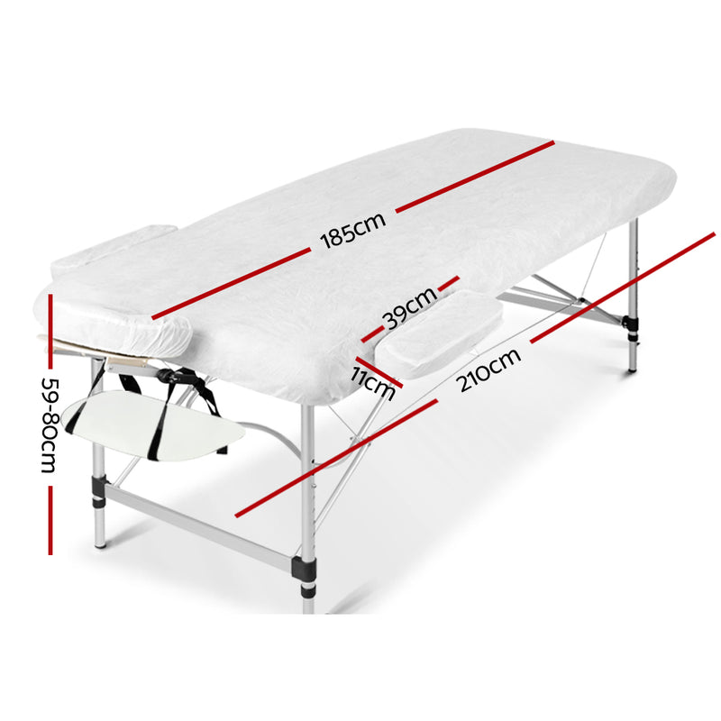 Zenses 3 Fold Portable Aluminium Massage Table - Black & White - Coll Online