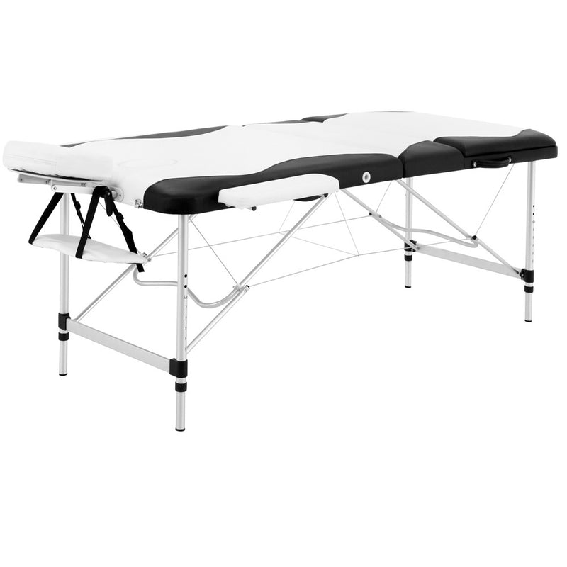 Zenses 3 Fold Portable Aluminium Massage Table - Black & White - Coll Online