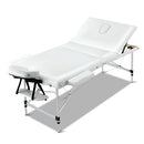 Zenses 70cm Wide Portable Aluminium Massage Table 3 Fold Treatment Beauty Therapy White - Coll Online