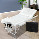 Zenses 70cm Wide Portable Aluminium Massage Table 3 Fold Treatment Beauty Therapy White - Coll Online