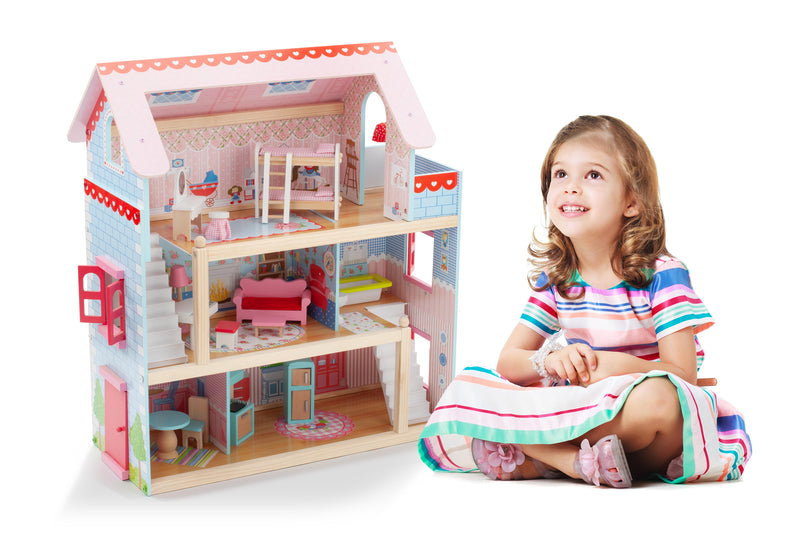 Three Level Doll House Cottage with Furniture