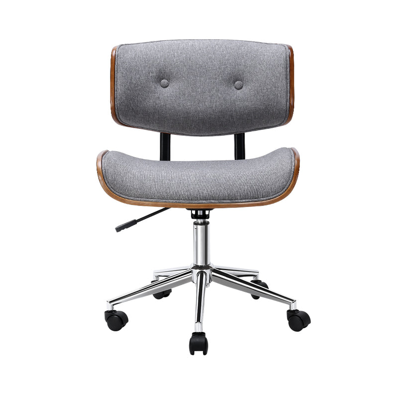 Artiss Executive Wooden Office Chair Fabric Computer Chairs Bentwood Seat Grey