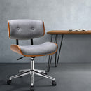 Artiss Executive Wooden Office Chair Fabric Computer Chairs Bentwood Seat Grey