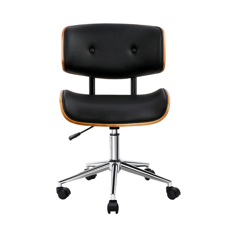 Artiss Wooden & PU Leather Office Desk Chair - Black