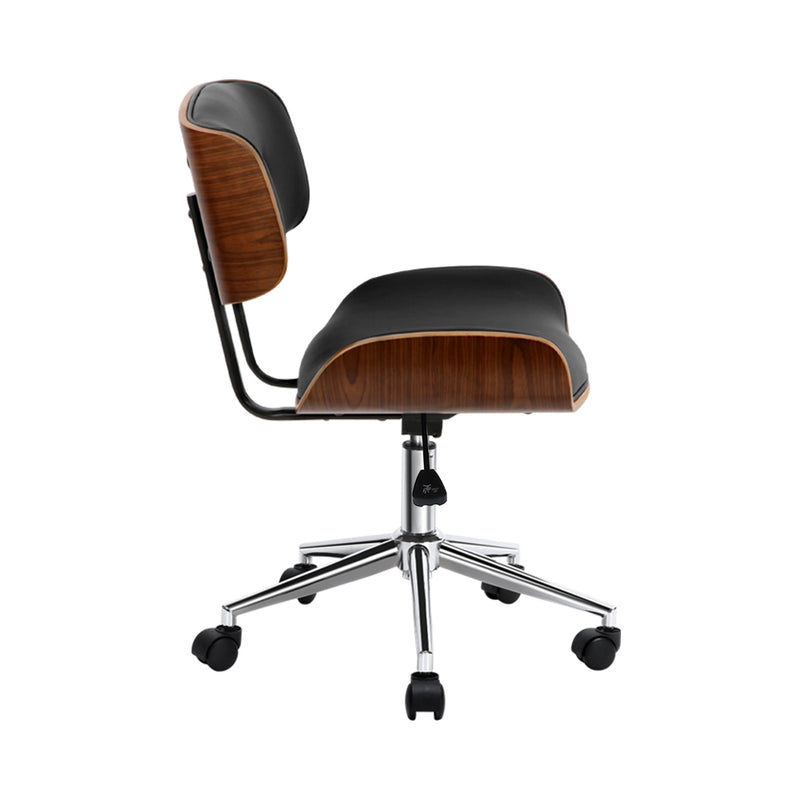 Artiss Wooden & PU Leather Office Desk Chair - Black