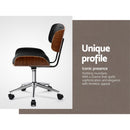 Artiss Wooden & PU Leather Office Desk Chair - Black