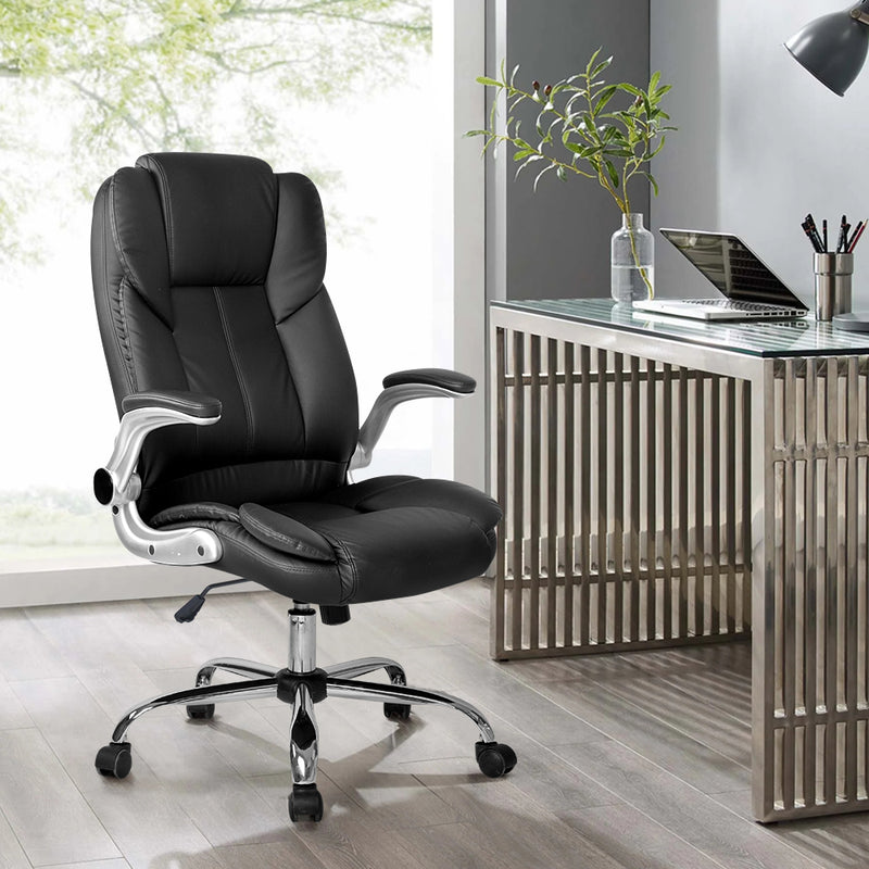 PU Leather Executive Office Desk Chair - Black