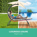 Gardeon Outdoor Lounge Chair with Shade - Beige - Coll Online