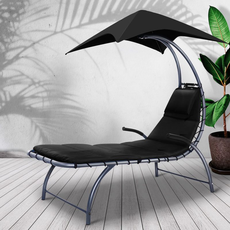 Gardeon Outdoor Sun Lounge Canopy Day Bed Sofa Garden Patio Furniture Cushion - Coll Online