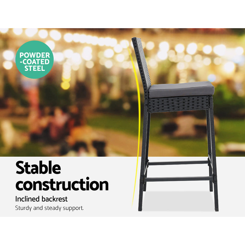 Gardeon Outdoor Bar Set Table Stools Furniture Wicker 5PCS - Coll Online