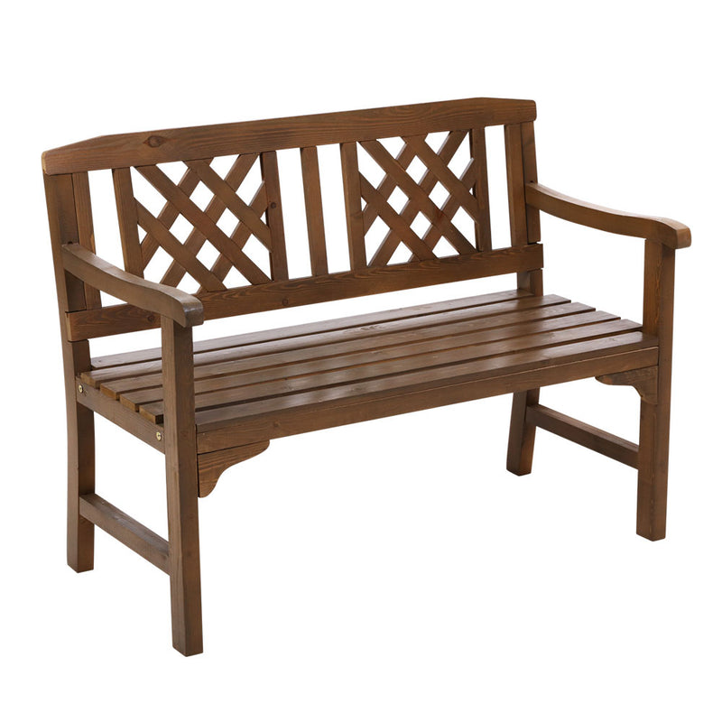 2 Seat Wooden Garden Bench Patio Furniture - Natural Timber Outdoor Lounge Chair - Coll Online