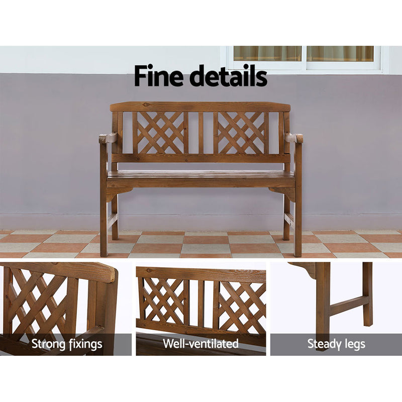 2 Seat Wooden Garden Bench Patio Furniture - Natural Timber Outdoor Lounge Chair - Coll Online