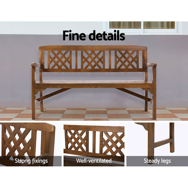 Gardeon Wooden Garden Bench 3 Seat Patio Furniture Timber Outdoor Lounge Chair Natural - Coll Online