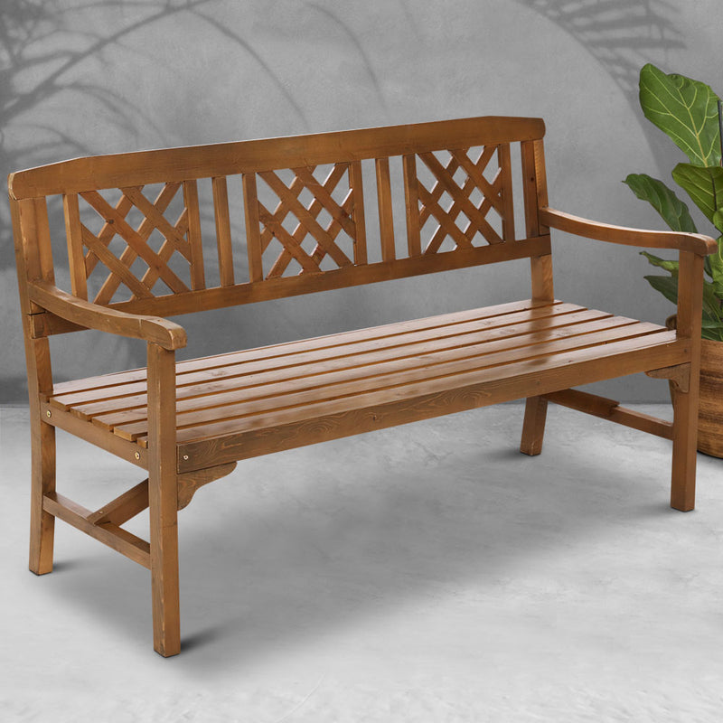 Gardeon Wooden Garden Bench 3 Seat Patio Furniture Timber Outdoor Lounge Chair Natural - Coll Online