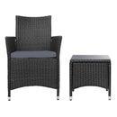 Gardeon 3 Piece Wicker Outdoor Furniture Set - Black