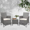 3 Piece Wicker Outdoor Chair Side Table Furniture Set - Grey - Coll Online
