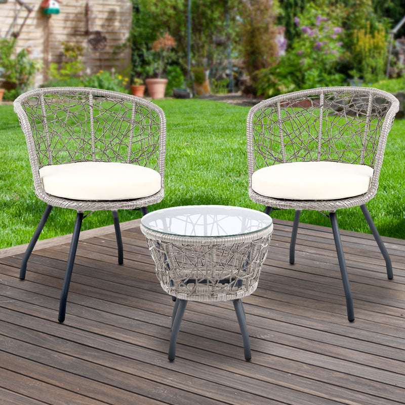 Gardeon Outdoor Patio Chair and Table - Grey