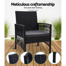 Outdoor Furniture Dining Chairs Rattan Garden Patio Cushion Black x2 Gardeon - Coll Online