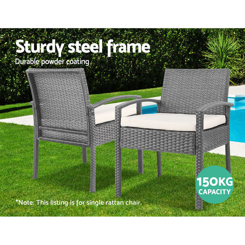 Gardeon Outdoor Furniture Bistro Wicker Chair Grey - Coll Online