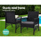 Gardeon Outdoor Furniture Dining Chairs Wicker Garden Patio Cushion Black 3PCS Tea Coffee Cafe Bar Set