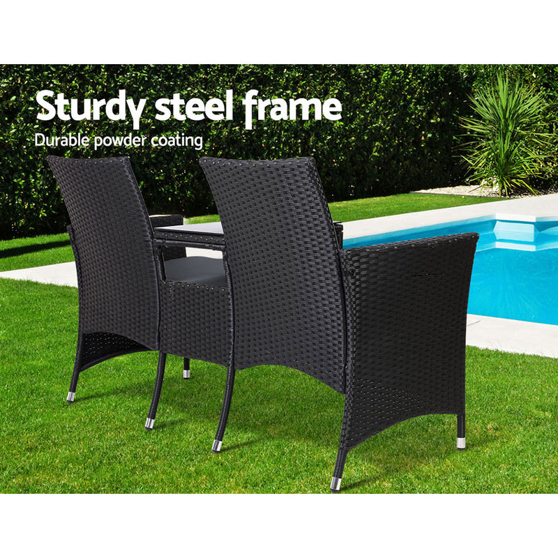 Gardeon Outdoor Furniture Chair Bench Sofa Table 2 Seat Cushions Wicker Black - Coll Online