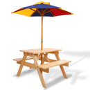 Keezi Kids Wooden Picnic Table Set with Umbrella - Coll Online