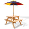 Keezi Kids Wooden Picnic Table Set with Umbrella - Coll Online