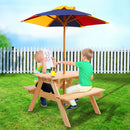 Keezi Kids Wooden Picnic Table Set with Umbrella - Coll Online