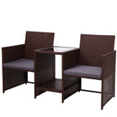 Gardeon Outdoor Setting Wicker Loveseat Birstro Set Patio Garden Furniture Brown - Coll Online