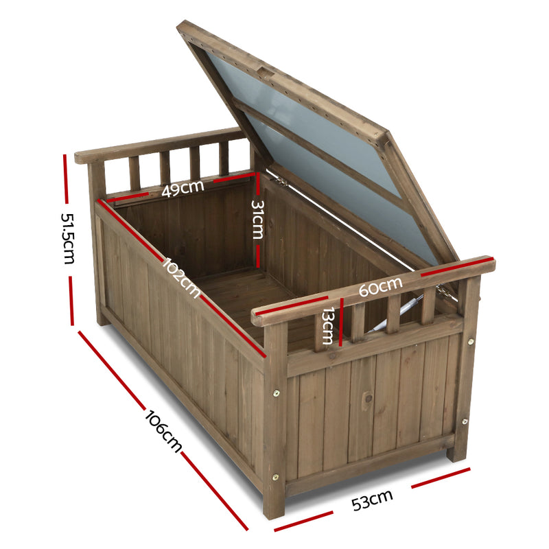 Gardeon Outdoor Storage Box Wooden Garden Bench Chest Toy Tool Sheds Furniture - Coll Online