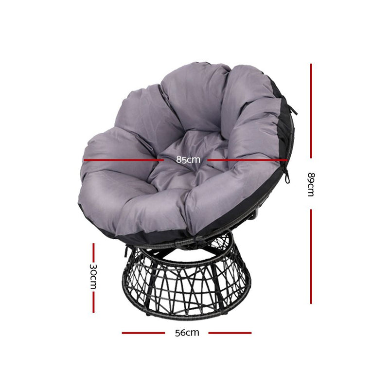 Gardeon Papasan Chair - Black - Coll Online