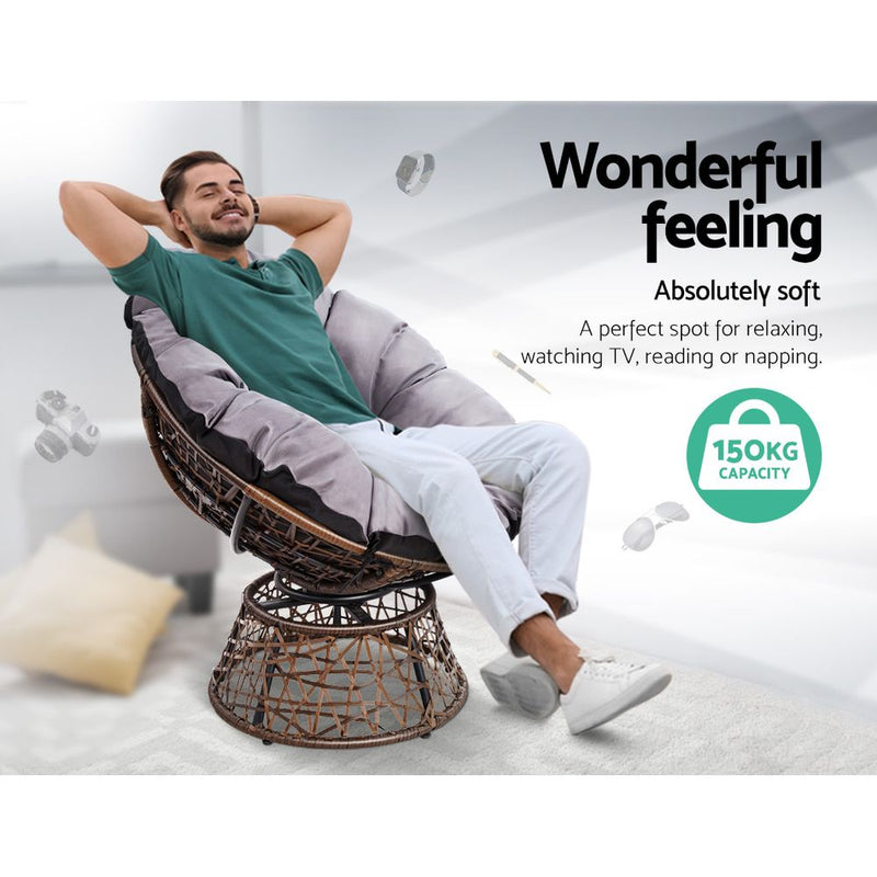 Gardeon Papasan Chair - Brown - Coll Online