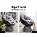 Gardeon Papasan Chair and Side Table - Black - Coll Online
