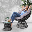 Gardeon Papasan Chair and Side Table - Black - Coll Online