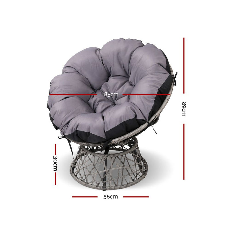 Gardeon Papasan Chair and Side Table - Grey - Coll Online