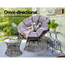 Gardeon Papasan Chair and Side Table - Grey - Coll Online