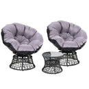 Gardeon Papasan Chair and Side Table Set- Black